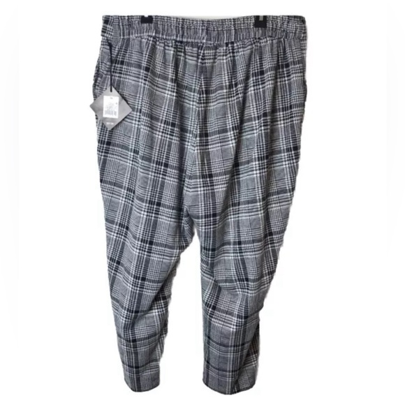 Mid-Rise Plaid Pull-On Knit Straight Leg Pants - Av Sz 2X - Picture 4 of 5